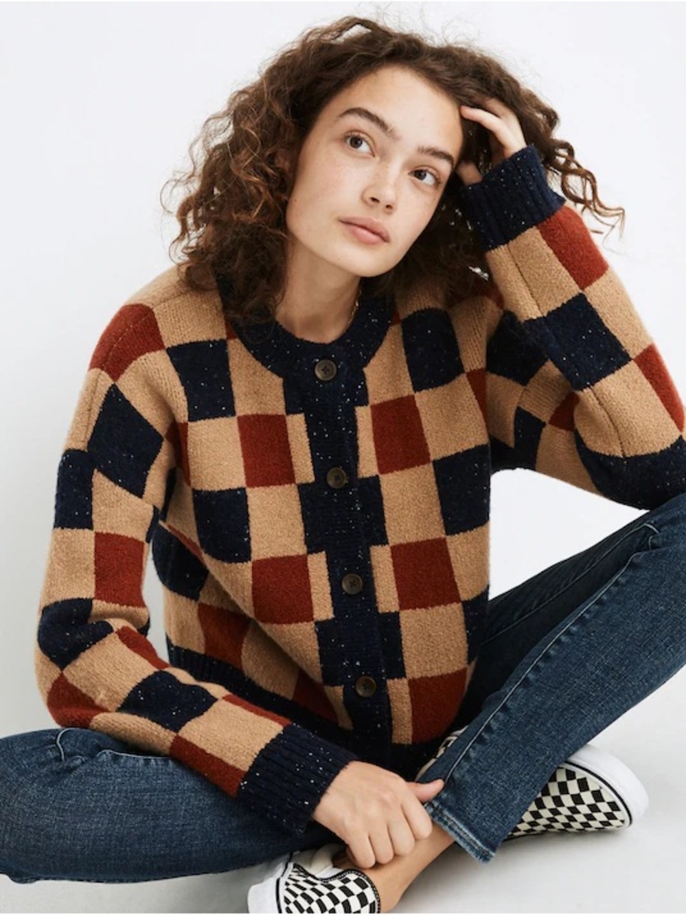 Madewell Checkered Colburne Cardigan Sweater NWOT
